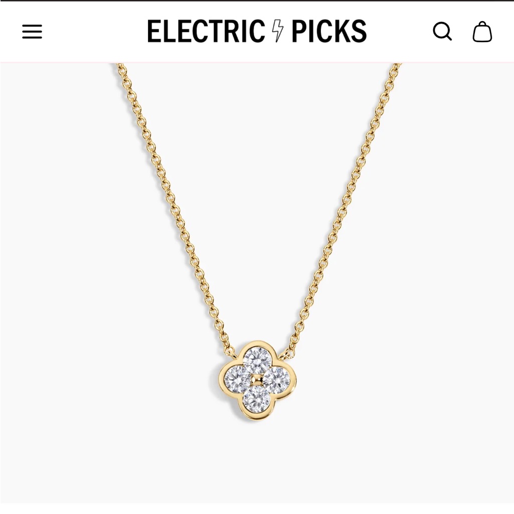 Electric Picks Gold Floral Pendant Necklace